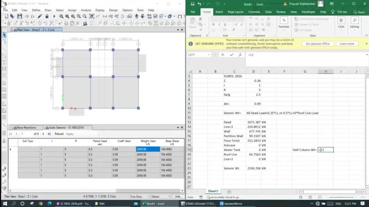Understanding Seismic Weight and Base Shear in ETABS