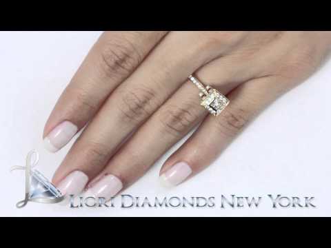 ER-0240 - 1.25 Carat G-VS1 Princess Cut Diamond Engagement Ring 18k Yellow Gold Pave Halo