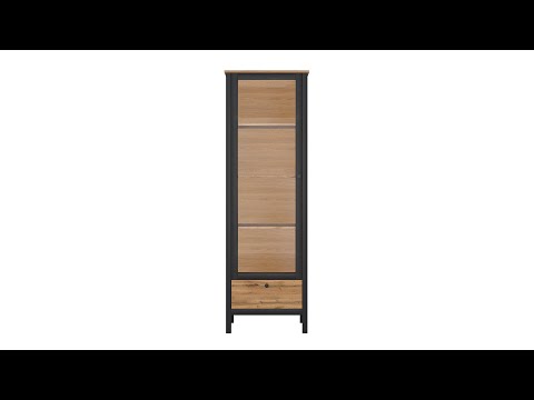 Миниатюра изображения товара Шкаф с витриной Black Red White Loft REG1W1S (дуб вотан/черный)
