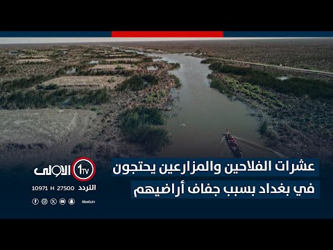 فيديو | عشرات الفلاحين والمزارعين يحتجون في بغداد بسبب جفاف أراضيهم