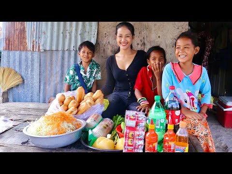 Prepare Sausage Bread Feed The Needy Children| Cambodian Sausage Bread Recipe|