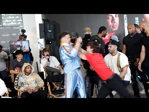 BRYCE HALL & AUSTIN MCBROOM FIGHT AT the BOXING PRESS CONFERENCE│I SAVED A LADY...