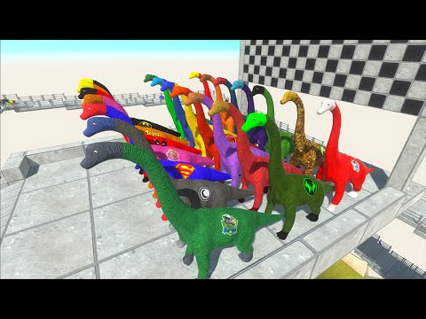 Superman vs Batman Brachiosaurus Speed Race Championship Death Run - Animal Revolt Battle Simulator