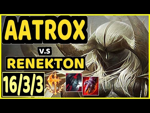 HASHINSHIN (AATROX) vs RENEKTON - 16/3/3 KDA TOP GAMEPLAY - NA Ranked DIAMOND