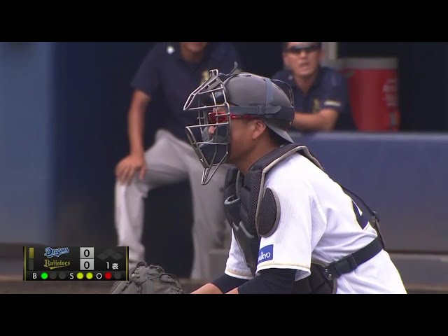 【ファーム】バファローズ・飯田が正確な送球で盗塁を阻止する!! 2017/7/27 Bs-D(ファーム)