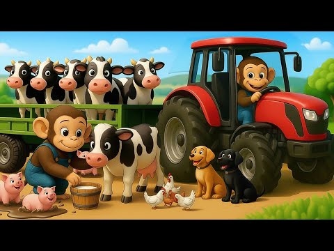 🐒🚜 Monkey and Bear Rescue Team Uses a Tractor and an Ambulance to Save the Goat Stuck in a Giant Log