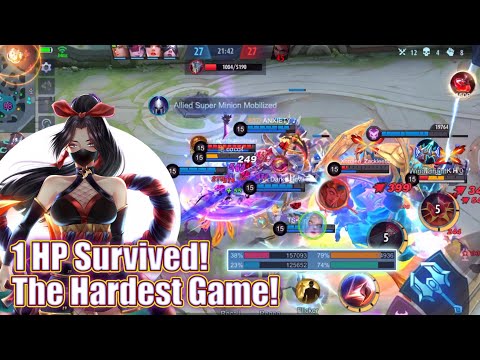 1 HP Survived ! The Hardest Game ! 150 K DAMAGE HANABI ! MLBB - RANK -