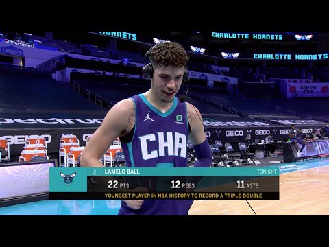 LaMelo Ball Reacts To Becoming The Youngest Player In NBA History To Post Triple-Double