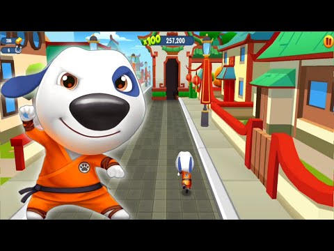 talking tom gold run chinese version wild west / kung fu hank vs raccoon / full screen