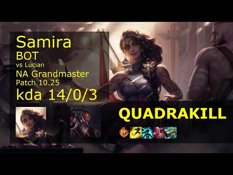 Samira ADC & Galio vs Lucian & Leona - NA Grandmaster 14/0/3 Patch 10.25 Gameplay