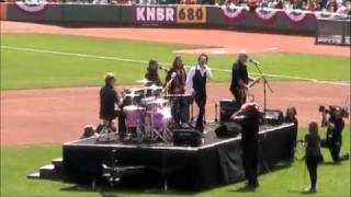 Train performs &quot;Save Me San Francisco&quot; at San Francisco Giants Opening Day