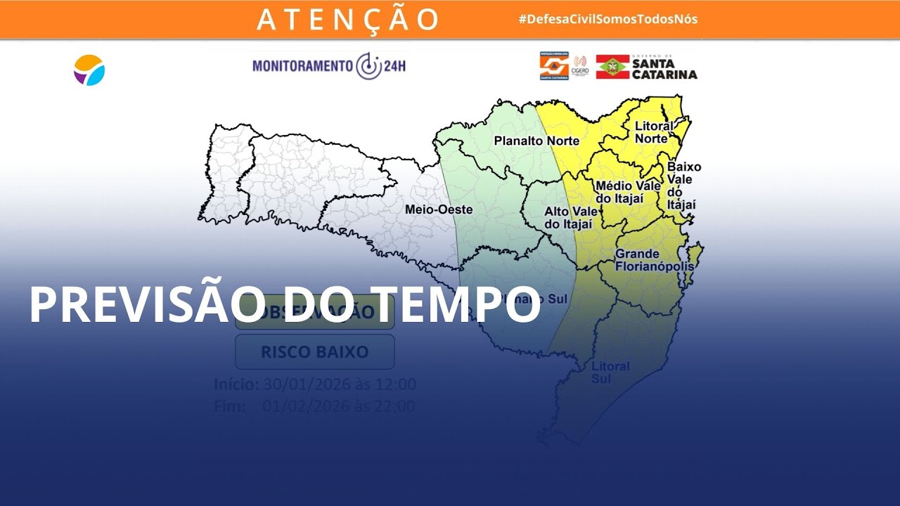 Fim de semana terá sol, calor e risco de temporais isolados em Santa Catarina