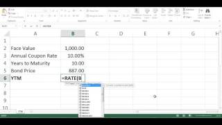 Calculating bond’s yield to maturity using excel