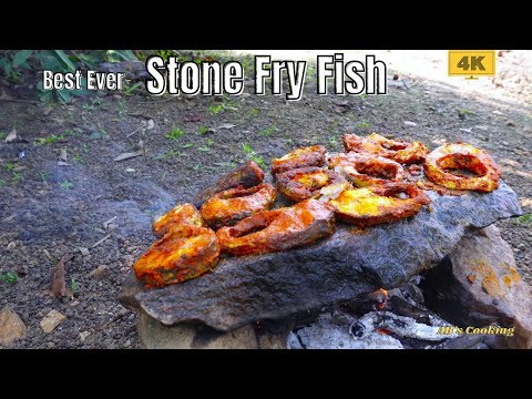 Best Ever Stone Fry Fish Made in Forest | Perfect recipe for fish fry |  Indian ASMR Cooking 4K