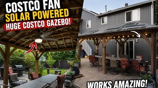 Installing my Costco FAN to my SOLAR powered Huge Costco GAZEBO! Works AMAZING, easy DIY!