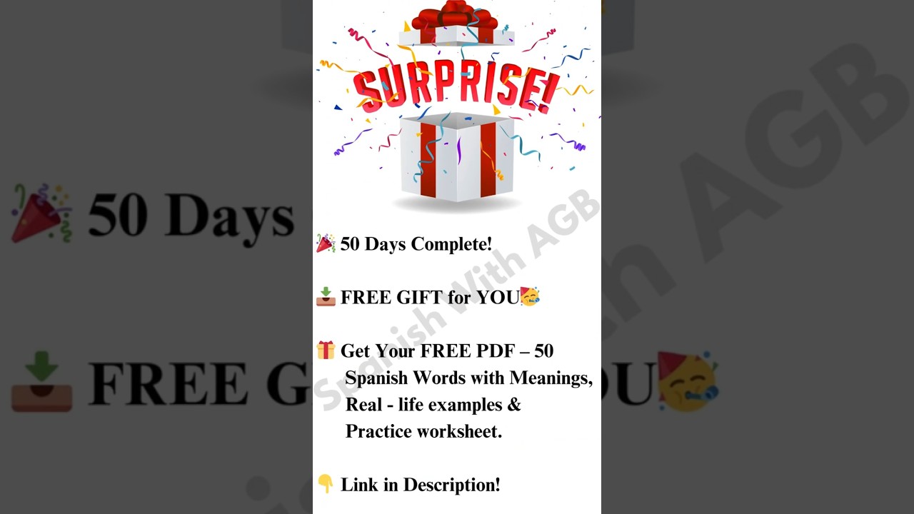 Get your free Spanish Bootcamp PDF (Day 1-50). Link in Description 👇#learnspanish #SpanishwithAGB