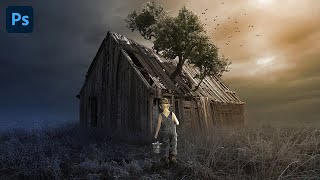 Photoshop Beginners - Create a Fantasy Tree in House Photo Manipulation