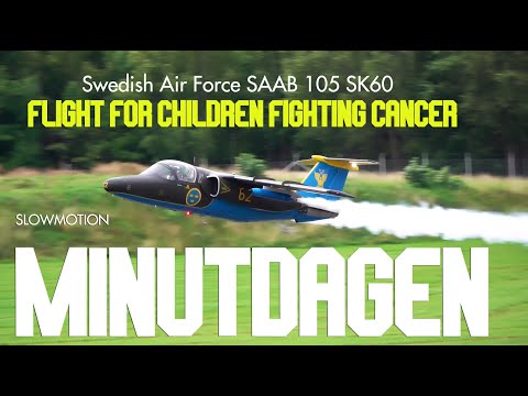 Swedish Air Force SAAB 105 SK60. Flight for children fighting cancer! Music and slowmotion.