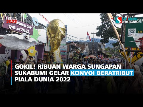 Gokil! Ribuan Warga Sungapan Sukabumi Gelar Konvoi Beratribut Piala Dunia 2022