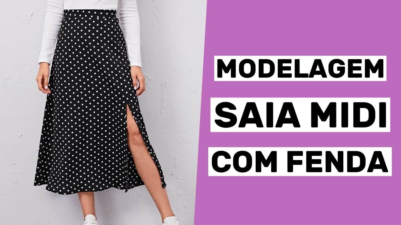 Saia midi com fenda frontal | MODELAGEM