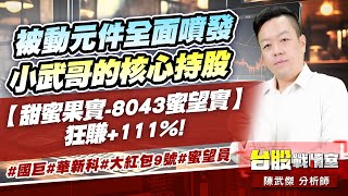 被動元件全面噴發…小武哥的核心持股【甜蜜果實-8043蜜望實】狂賺+111%!#國巨#華新科#大紅包9號#蜜望員｜小武哥投資事務所｜陳武傑 (圖)
