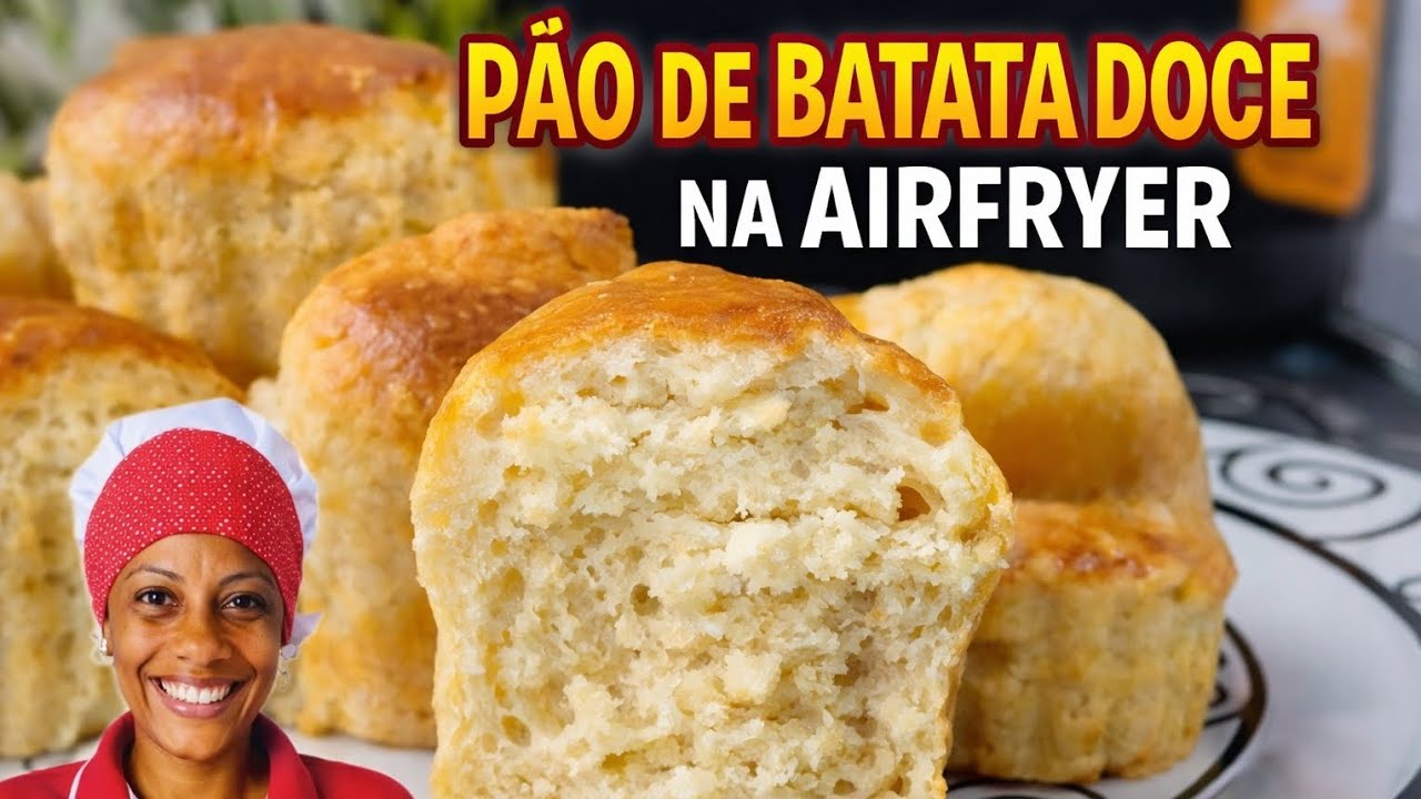 PÃO DE BATATA DOCE NA AIRFRYER | SEM TRIGO, FÁCIL, FOFINHO E PRONTO EM MINUTOS!