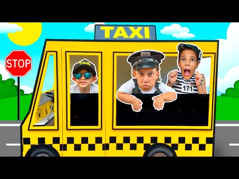 Motorista JP dirige um táxi e AJUDA seus amigos na cidade - Família MC Divertida