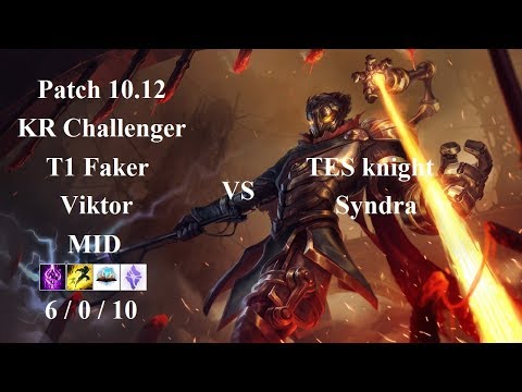 T1 Faker - Viktor vs Syndra - TES knight - KR Challenger 952 LP - Patch 10.12