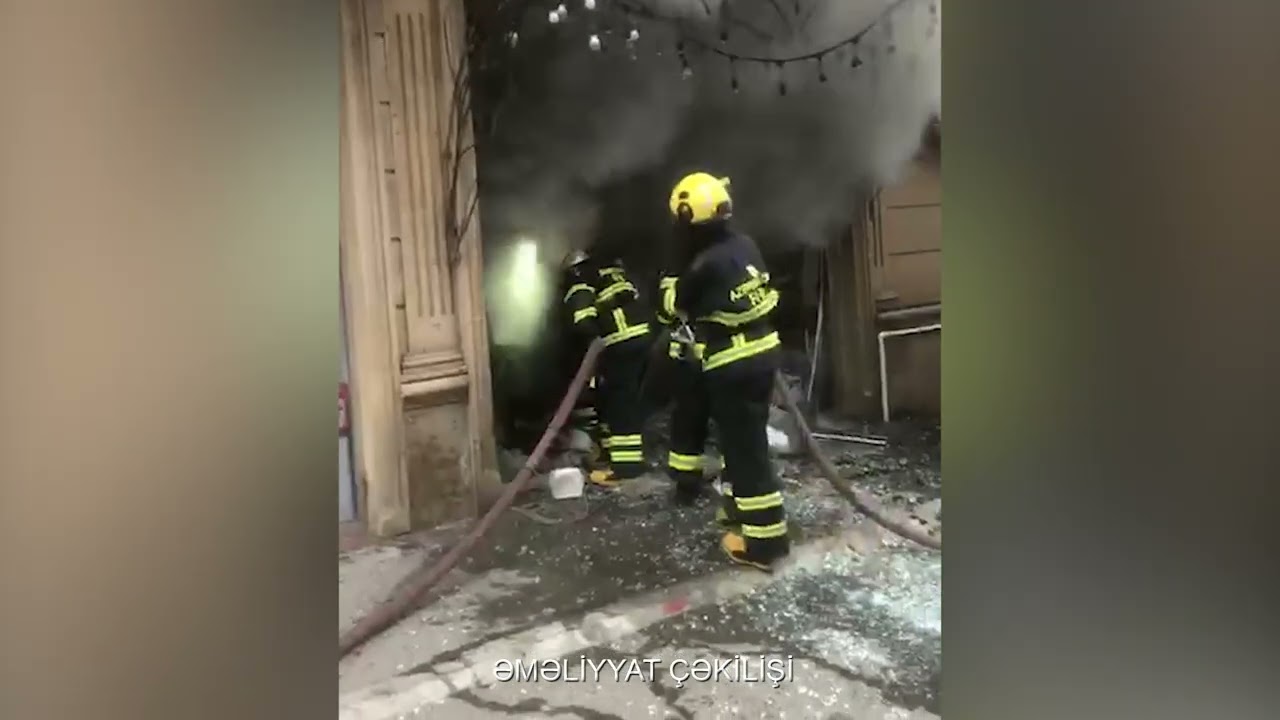 Nizami rayonunda gül mağazasında partlayış olub VİDEO