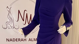 فستان كريب طويل بتفاصيل كريستال فاخرة