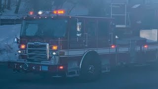 Music video thumbnail preview for (FULL HOUSE \u0026 TONES) Saugus Fire Department Engine 3, BRAND NEW Tower 1, and Car 3 responding. by Sugus