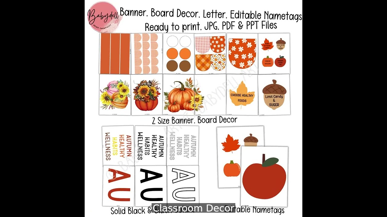 Fall Healthy Habits Bulletin Board: School Decor
