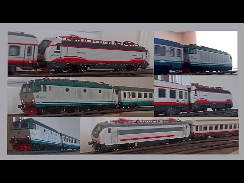 Trenitlalia in HO: E402b Mini Frecciabiana (2022) vs E652 HR2713 with EuroCity Michaelangelo (c2003)