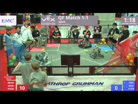 VEX Worlds 2016 - VRC MS Spirit - QF 1-1 (8825A 6364E 8192A) 274 vs 244 (7504 400Z 7177B)