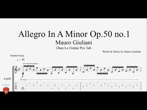 Mauro Giuliani - Allegro In A Minor Op.50, No.13 from Le Papillon Suite - Guitar Tabs