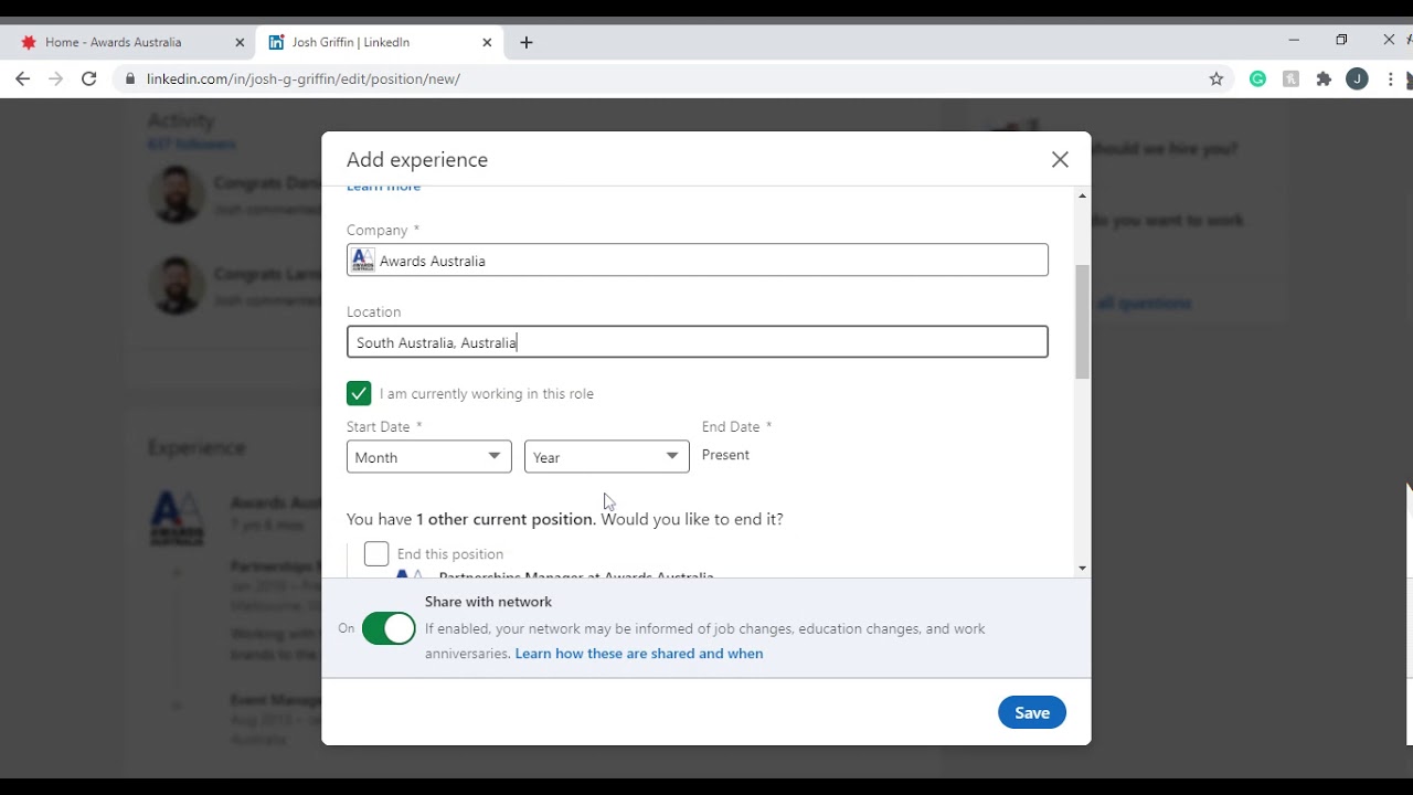 How to update your LinkedIn experience - for judges - YouTube