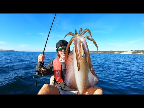 Thought I Was SNAGGED!! Kayak Fishing For GIANT Squid! (New PB)
