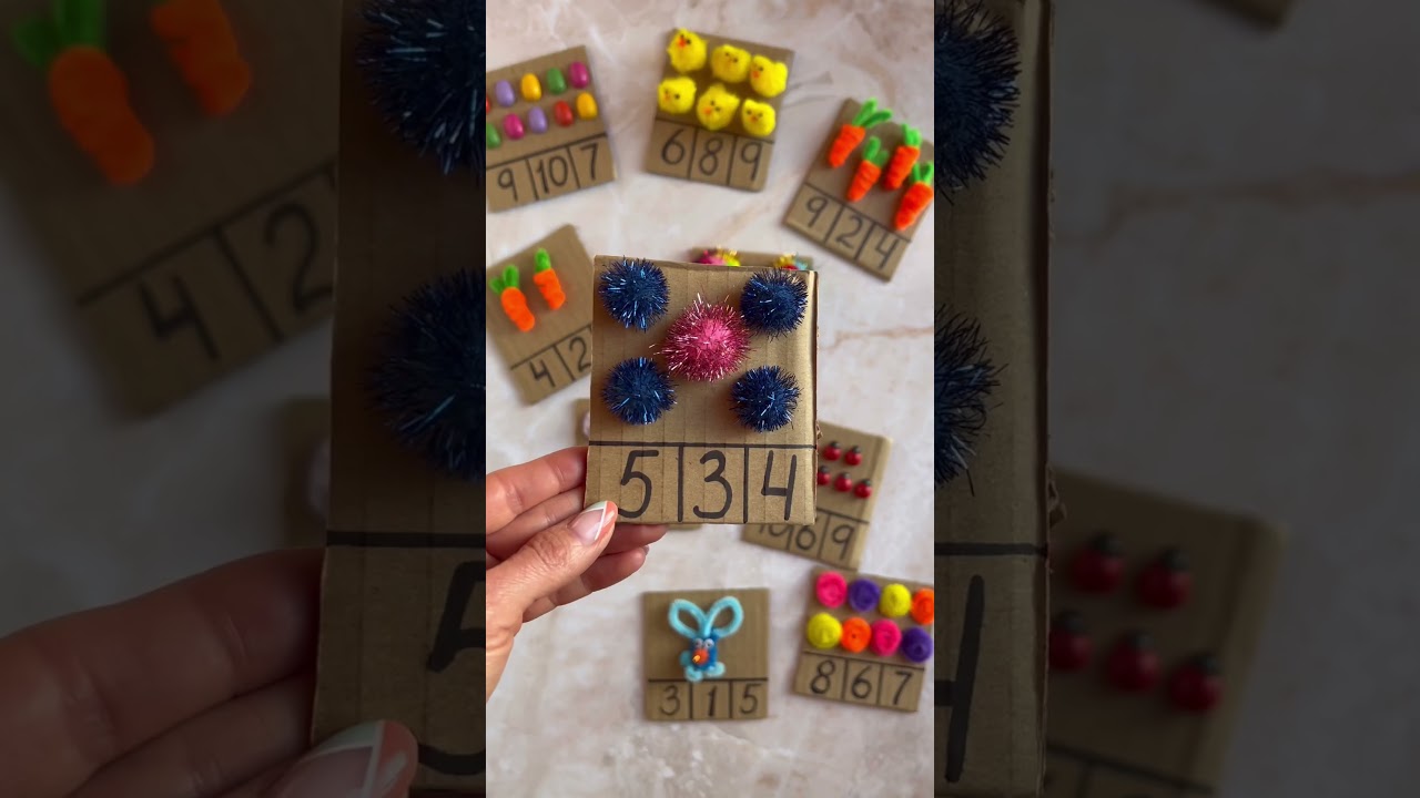 🙌 Tactile Spring 🐥 🥕 Numbers Boards Early Math Kids Counting Activity #preschool