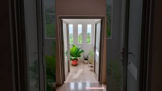 ชุดประตูบานเปิดคู่แบบไม่มีเสากลางลูกฟูกทึบ