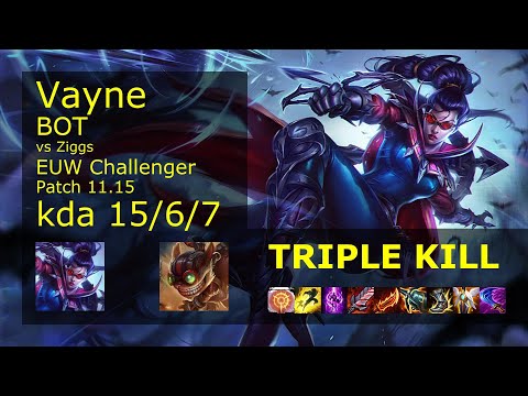 Vayne ADC & Yuumi vs Ziggs & Bard - EUW Challenger 15/6/7 Patch 11.15 Gameplay
