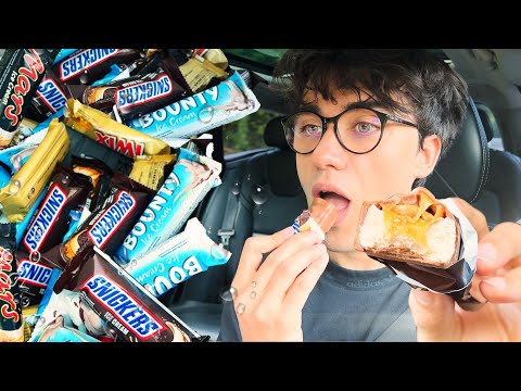 ASMR CANDY ICE CREAM BARS (SNICKERS, MARS, TWIX, BOUNTY) CHOCOLATE PARTY IN MY CAR | MCBANG ASMR