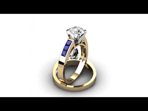Natalie Diamonds - Princess Cut Blue Sapphire Engagement Ring