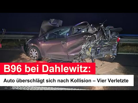 B96 near Dahlewitz: Car overturns after collision – Four injured