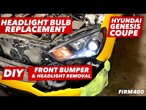 HYUNDAI GENESIS COUPE HEADLIGHT BULB REPLACEMENT & HEADLIGHT AND FRONT BUMPER REMOVAL DIY