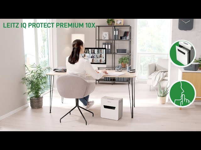 Destructeur de papier Leitz IQ Protect 10 P4 Blanc/Argent video