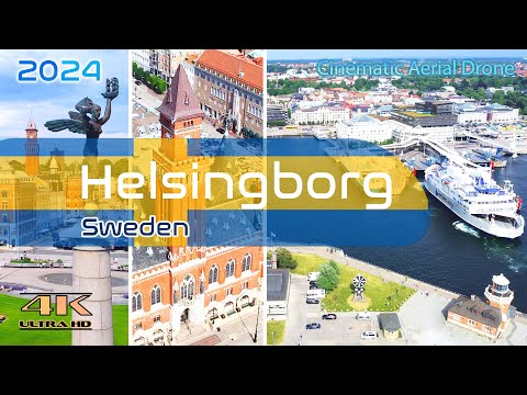 Helsingborg From Above - Sweden - Kärnan- Hamnkrogen - Harbor- 4K Aerial - June 2024