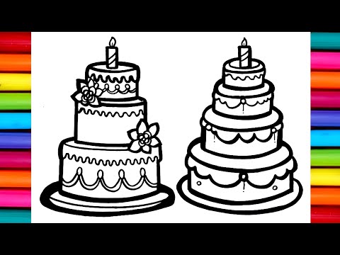 Big Cake Drawing  | Draw Cake Step by Step Birthday Cake Drawing easy 🎂