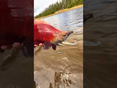 Roter Lachs stirbt nach dem Laichen sehr qualvoll
