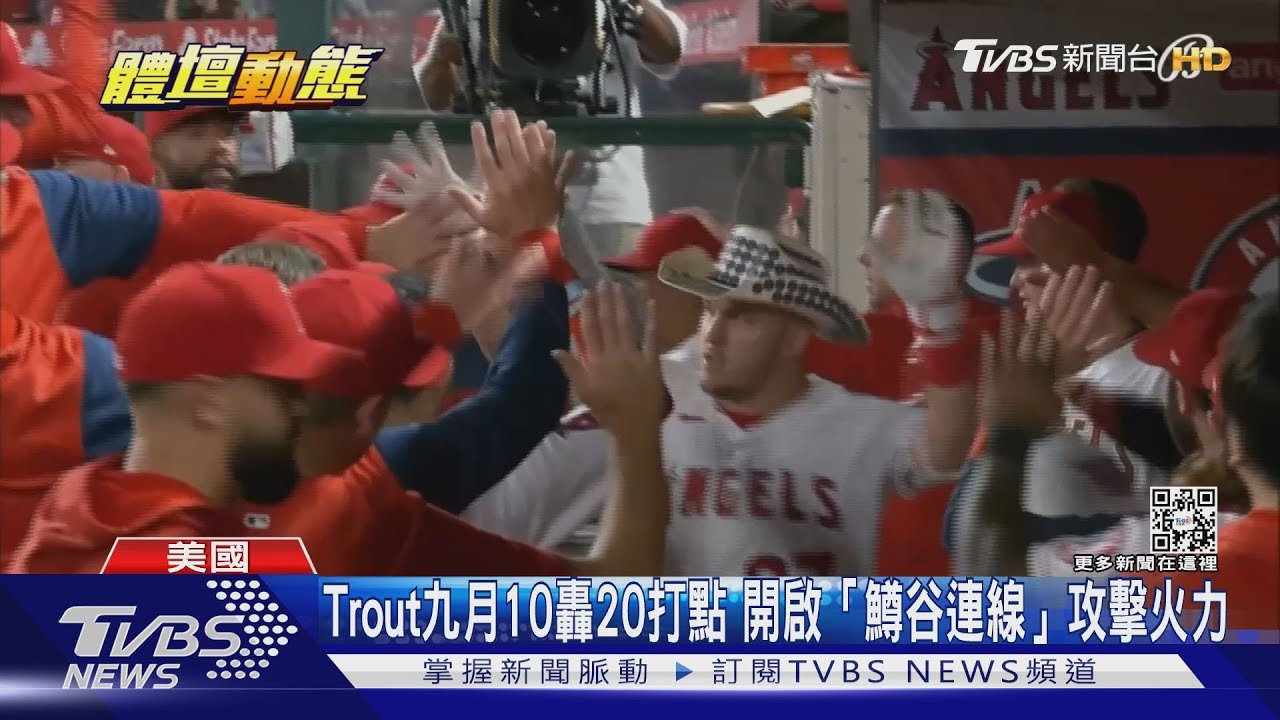 大谷生涯新高連續安打13場　Trout單月10轟手感燙