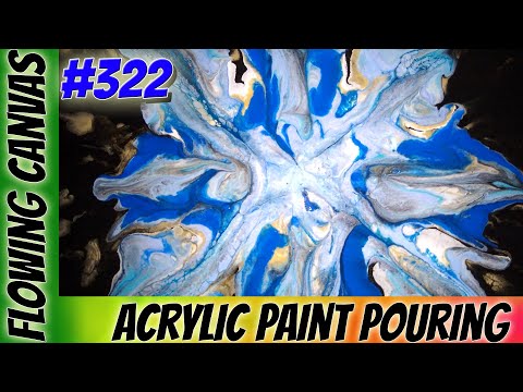 (322) Blue Star Airbrushed Acrylic Pour Fluid Art